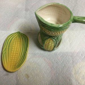 Lot of 3 pcs Corn small butter plate and butter warmer set decor small chips